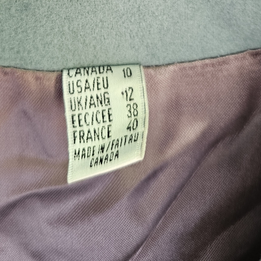 Cashmere Wool Sage Green Double-Breasted Trench Coat Size 10 - Picture 2 of 8